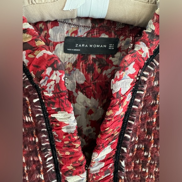 ZARA TWEET DEEP RED COLOR JACKET - Picture 2 of 5